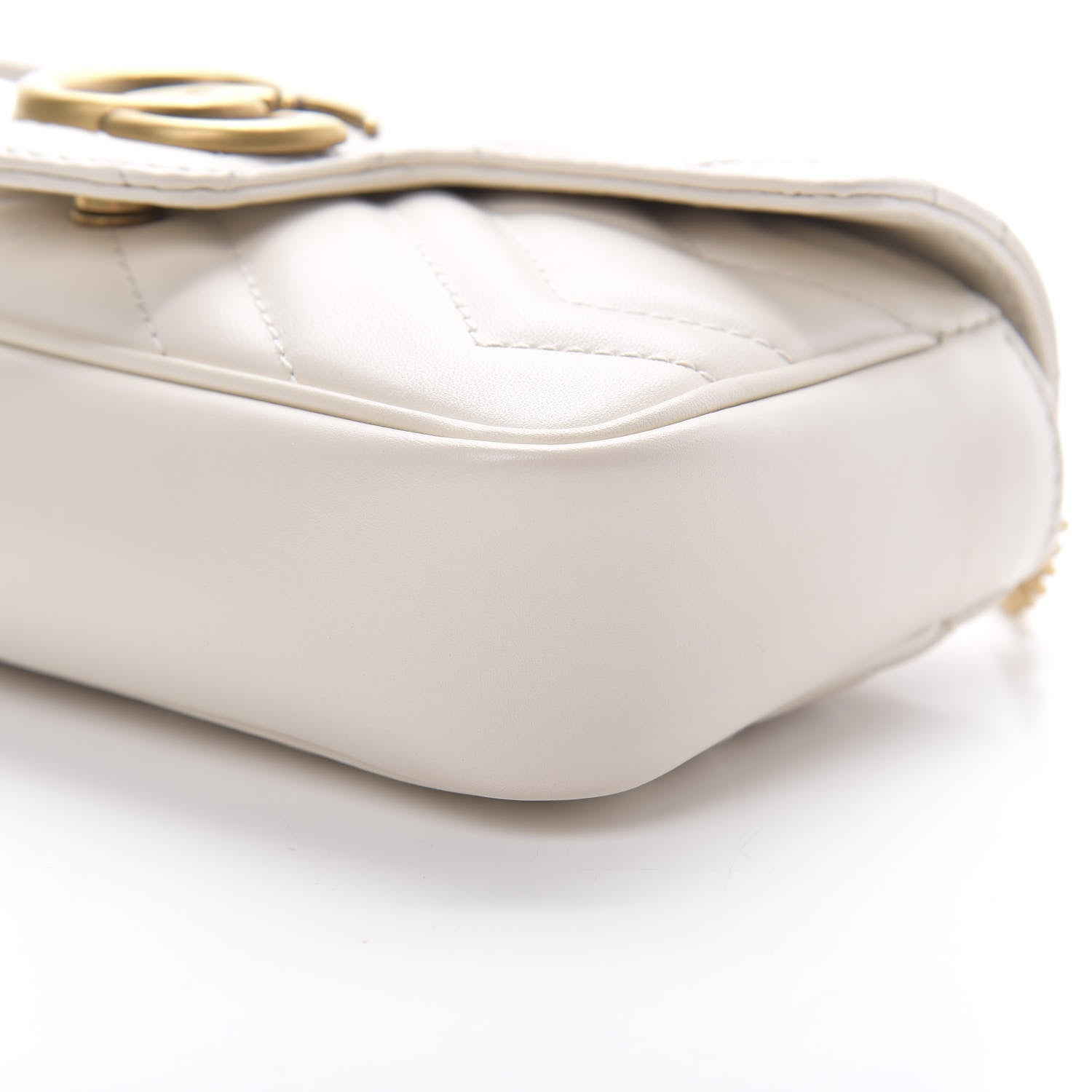 Gucci Calfskin Matelasse Super Mini GG Marmont Shoulder Bag White 10 of 12