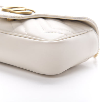 Gucci Calfskin Matelasse Super Mini GG Marmont Shoulder Bag White 10 of 12