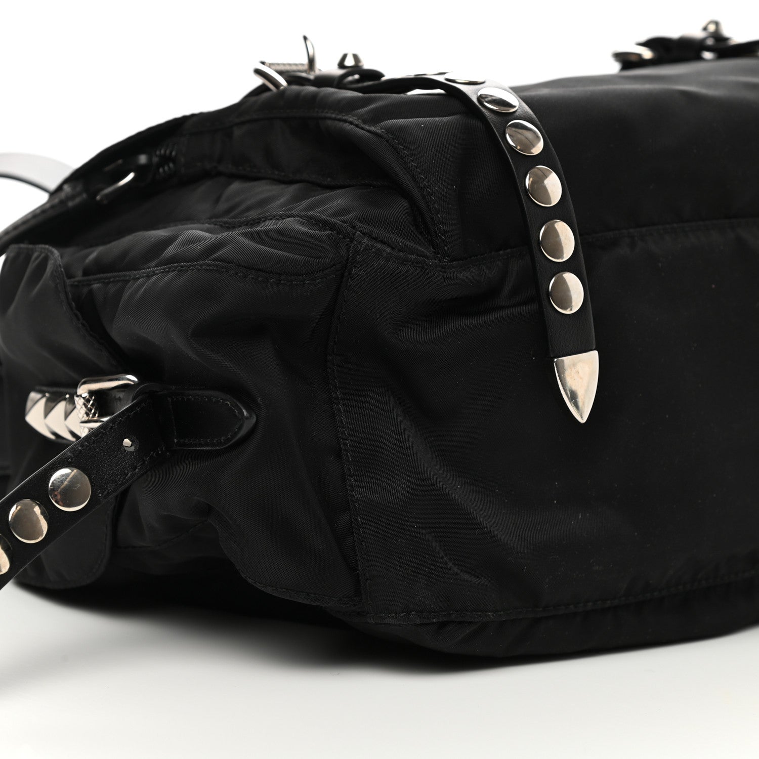 Prada Nylon New Vela Studded Messenger Black 10 of 13