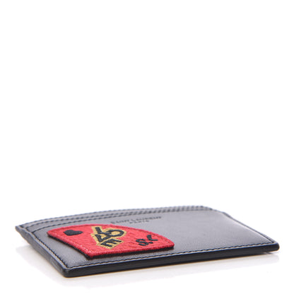 Saint Laurent Calfskin Paris SL Love Patch Credit Card Case Black 4 of 8