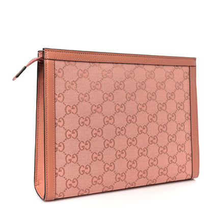 Gucci Monogram Textured Dollar Calfskin Ophidia Pouch Cloche Rose Pink 3 of 9