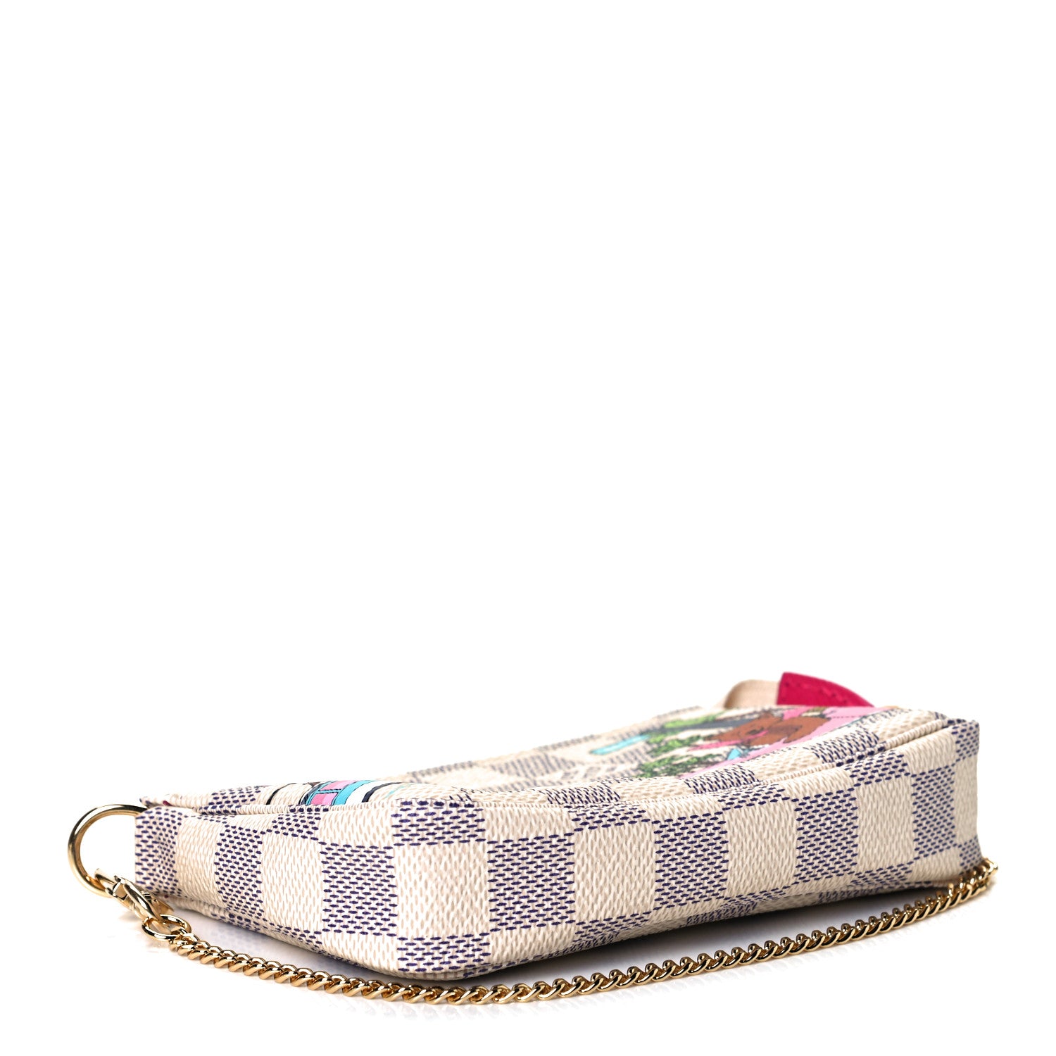 Louis Vuitton Damier Azur 2021 Christmas Animation Hollywood Mini Pochette Accessories Fuchsia 4 of 11