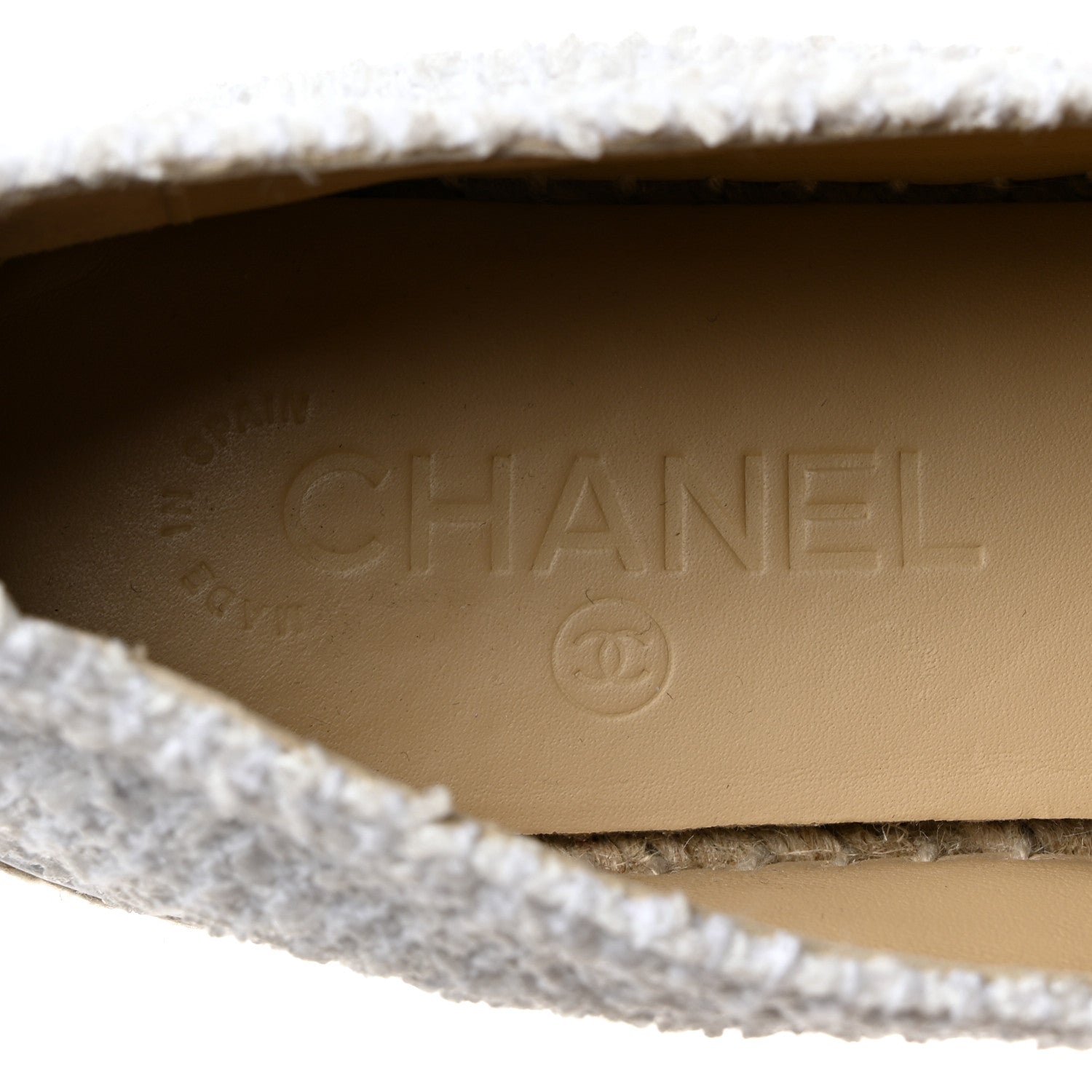 Chanel Tweed Grosgrain CC Espadrilles 40 White Black 6 of 8