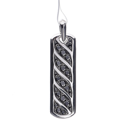 David Yurman Sterling Silver Black Diamond Mens Graphic Cable Ingot Tag Pendant 1 of 4