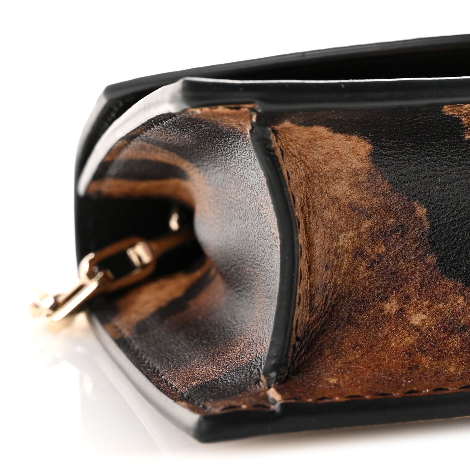 Christian Louboutin Calfskin Kitty Print Loubi54 Chain Clutch Brown Gold 8 of 10
