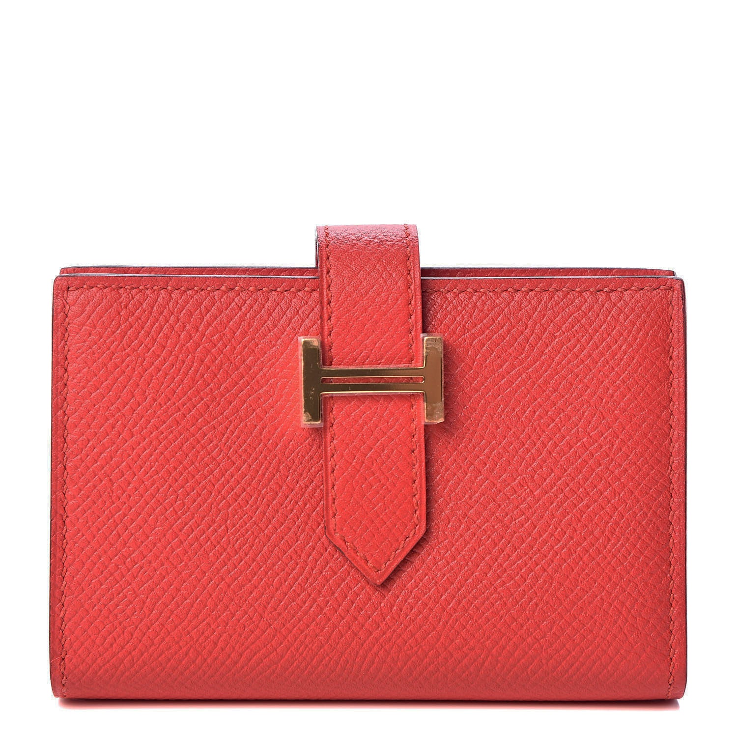 Hermes Epsom Bearn Card Holder Wallet Rouge Tomate 1 of 7