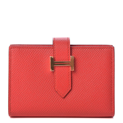 Hermes Epsom Bearn Card Holder Wallet Rouge Tomate 1 of 7