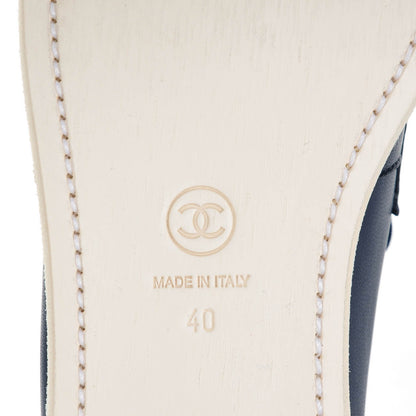 Chanel Lambskin CC Mocassin Loafers 40 Navy 8 of 9