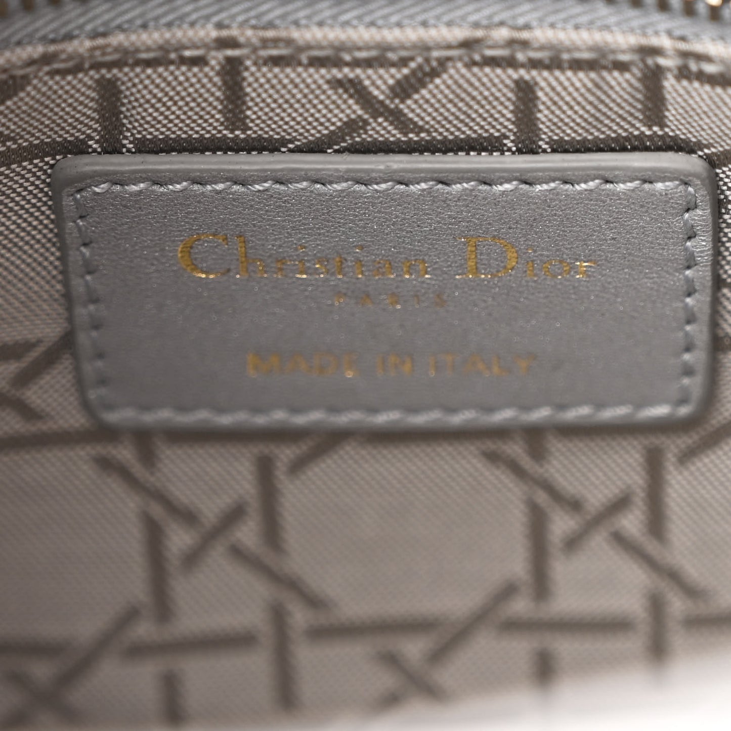 Metallic Lambskin Cannage Mini Lady Dior Grey