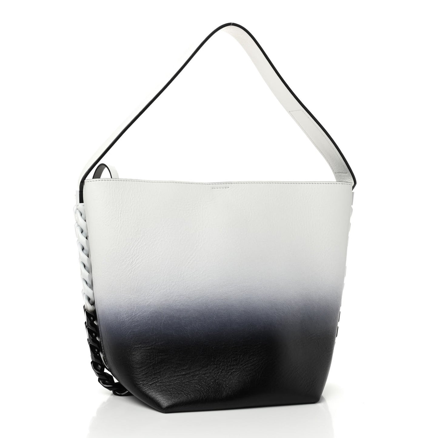 Calfskin Degrade Infinity Bucket Bag Black White