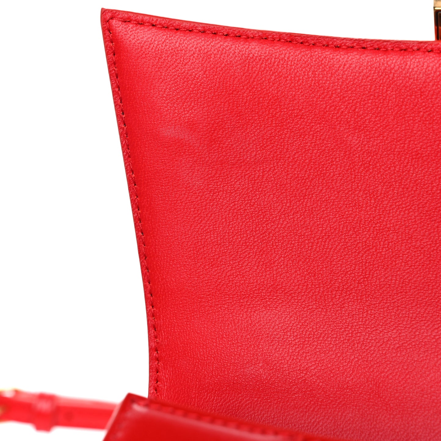 Shiny Box Calfskin Small Hourglass Top Handle Bag Bright Red