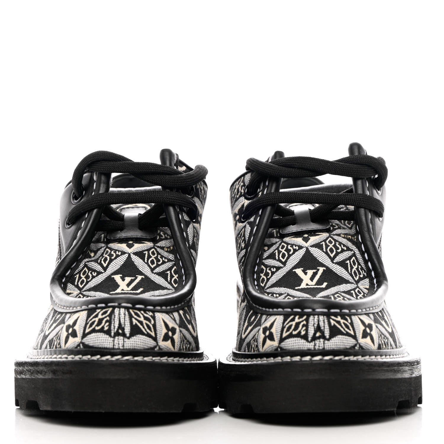 Louis Vuitton Jacquard Calfskin Since 1854 Beaubourg Platform Derby 37 Gray 2 of 11