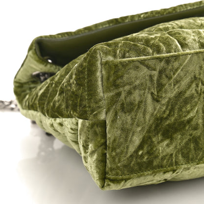 Saint Laurent Crushed Velvet Quilted Small Loulou Puffer Monogram Chain Satchel Green 7 of 8