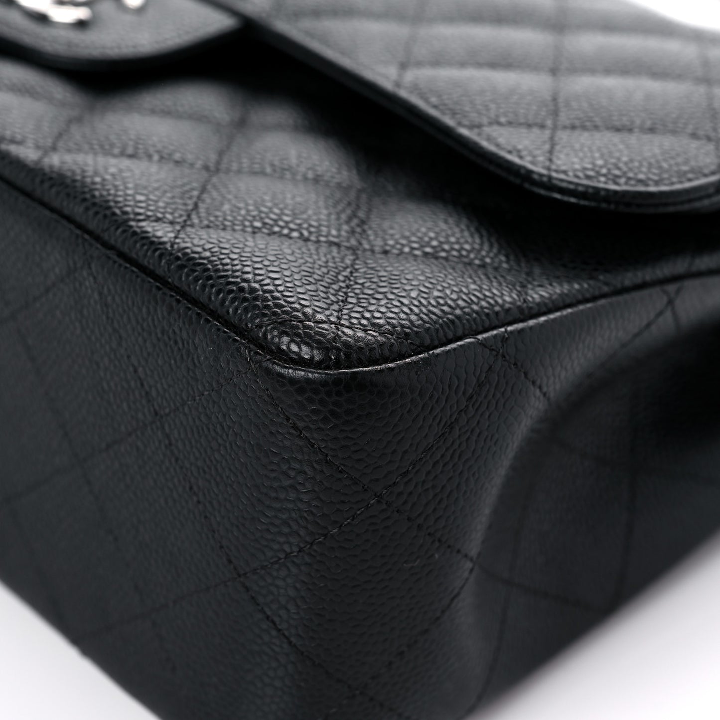 Caviar Quilted Jumbo Double Flap Black