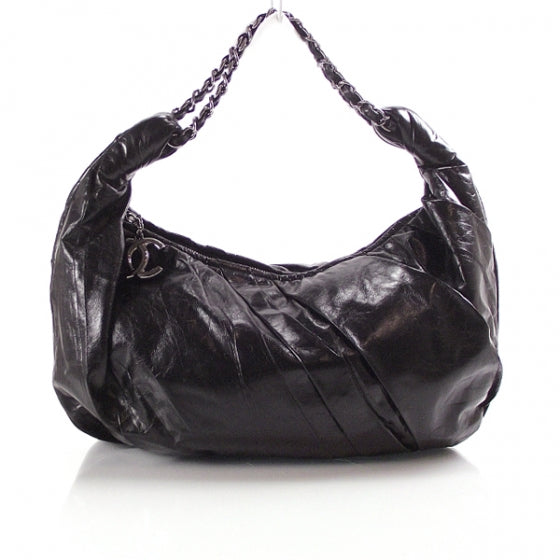 Chanel Leather Pleated Hobo Black 1 of 11