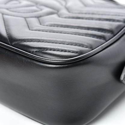 Gucci Calfskin Matelasse Small GG Marmont Chain Shoulder Bag Black 10 of 15