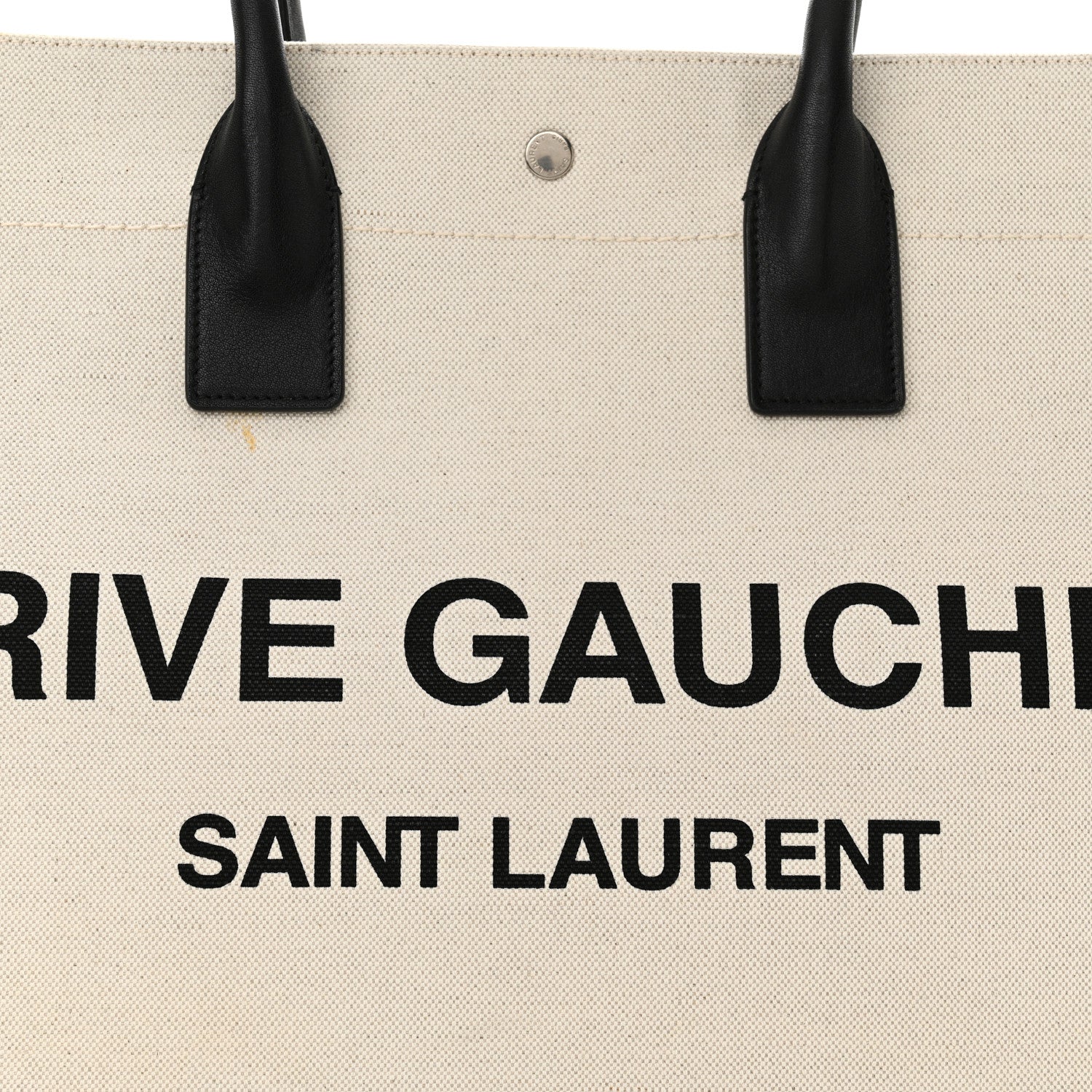 Saint Laurent Linen Calfskin Rive Gauche Tote Optic White 8 of 12