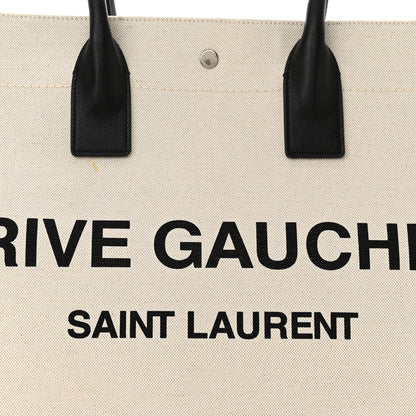 Saint Laurent Linen Calfskin Rive Gauche Tote Optic White 8 of 12