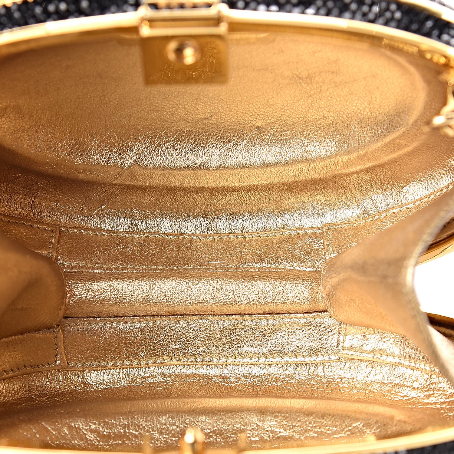 Judith Leiber Swarovski Crystal Minaudiere Clutch Black Gold 7 of 14