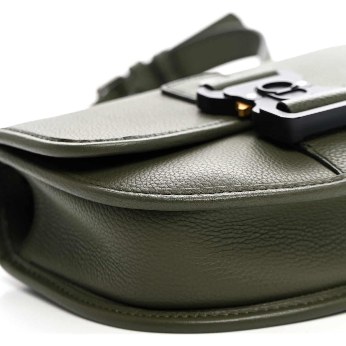Grained Calfskin Mini Gallop Bag With Strap Green