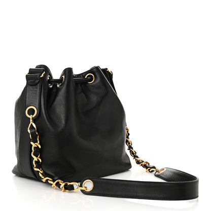 Chanel Lambskin CC Drawstring Bag Black Black 4 of 13