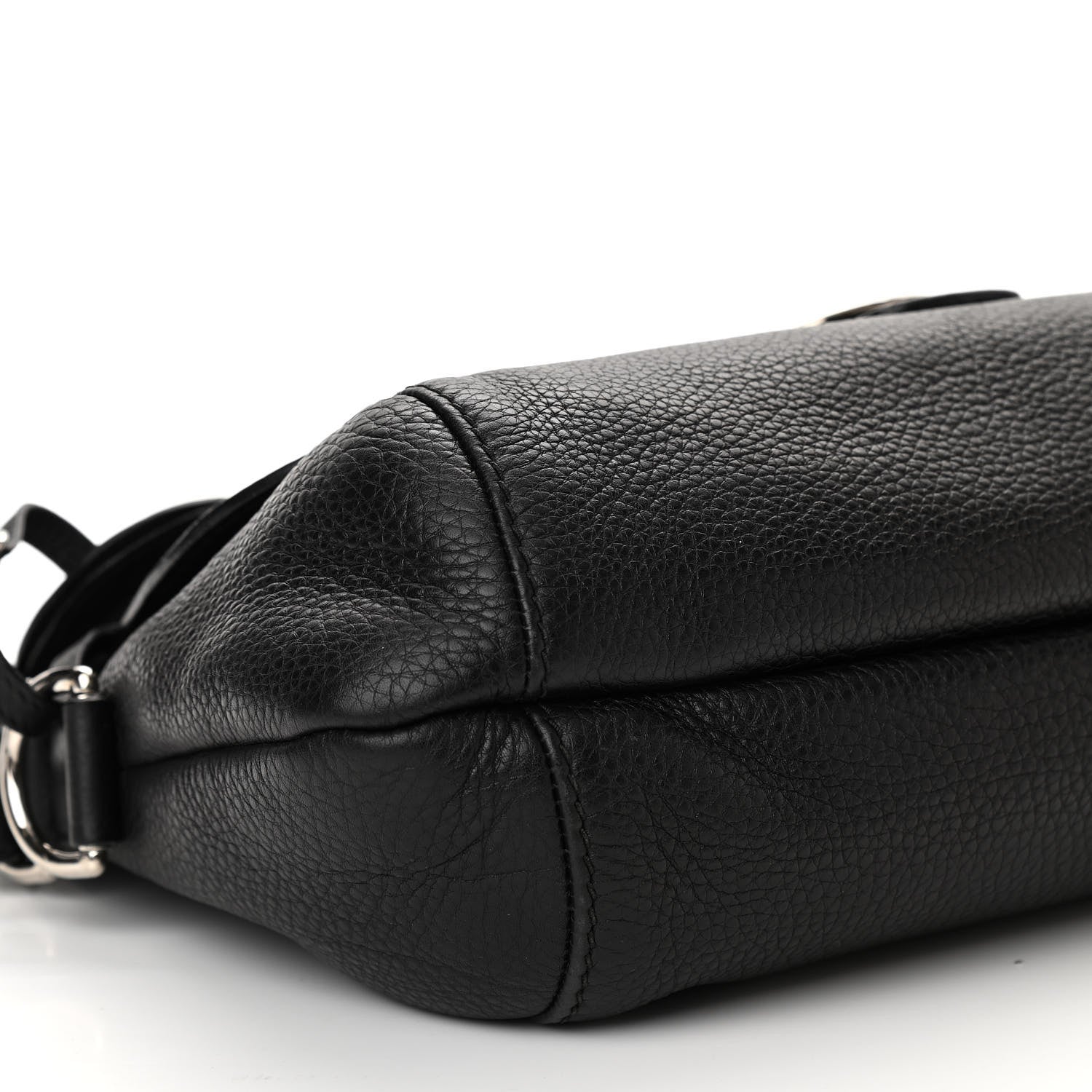 Gucci Pebbled Calfskin Medium Techno Horsebit Shoulder Flap Bag Black 9 of 10
