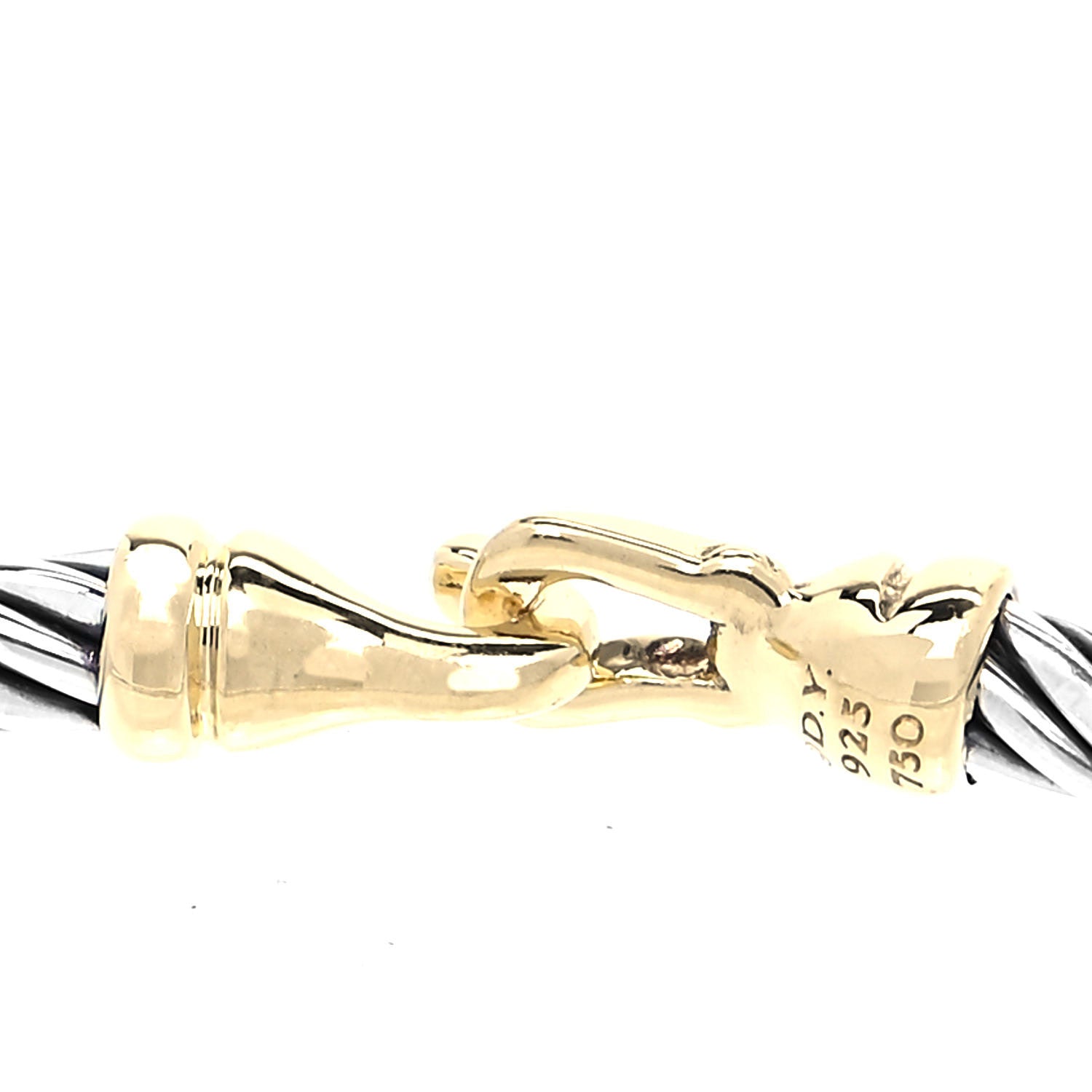 David Yurman Sterling Silver 18K Yellow Gold 3mm Cable Buckle Bracelet 4 of 4
