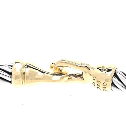 David Yurman Sterling Silver 18K Yellow Gold 3mm Cable Buckle Bracelet 4 of 4