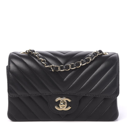 Chanel Lambskin Chevron Quilted Mini Rectangular Flap Black 1 of 11