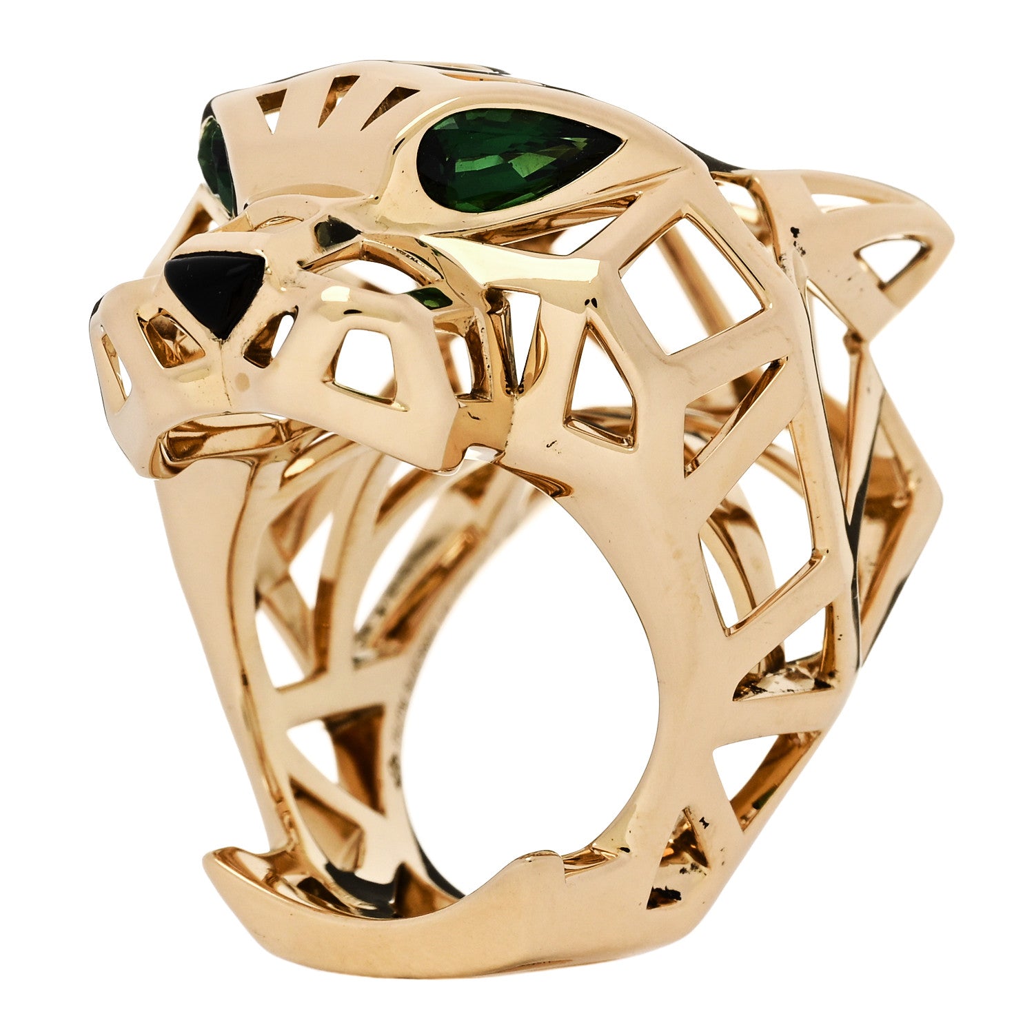 Cartier 18K Yellow Gold Tsavorite Onyx Panthere De Cartier Ring 51 5.75 1 of 7