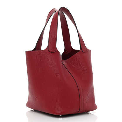 Hermes Taurillon Clemence Picotin Lock 22 MM Rouge Grenat 3 of 11
