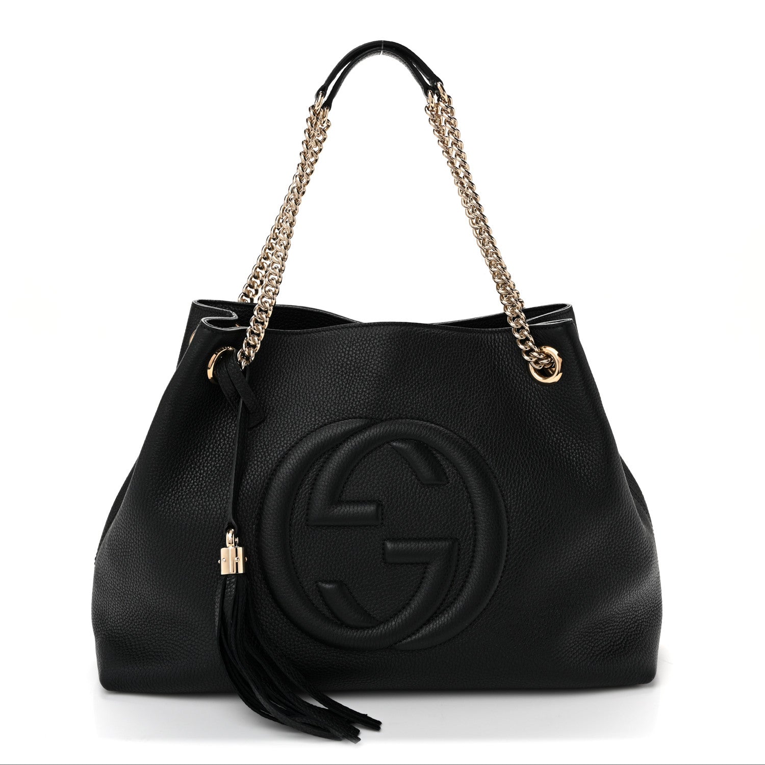 Gucci Pebbled Calfskin Medium Soho Chain Shoulder Bag Black 1 of 9