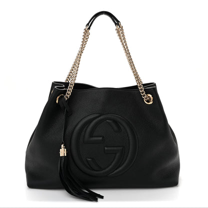 Gucci Pebbled Calfskin Medium Soho Chain Shoulder Bag Black 1 of 9