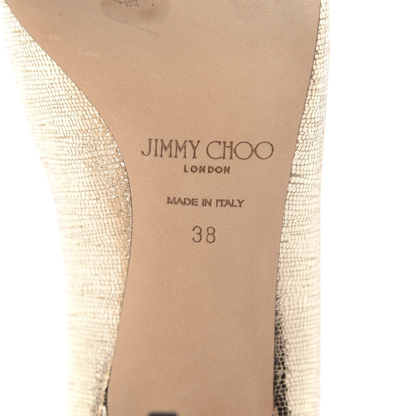 Metallic Lizard Embossed Calfskin Love 85 Pump 38 Light Gold