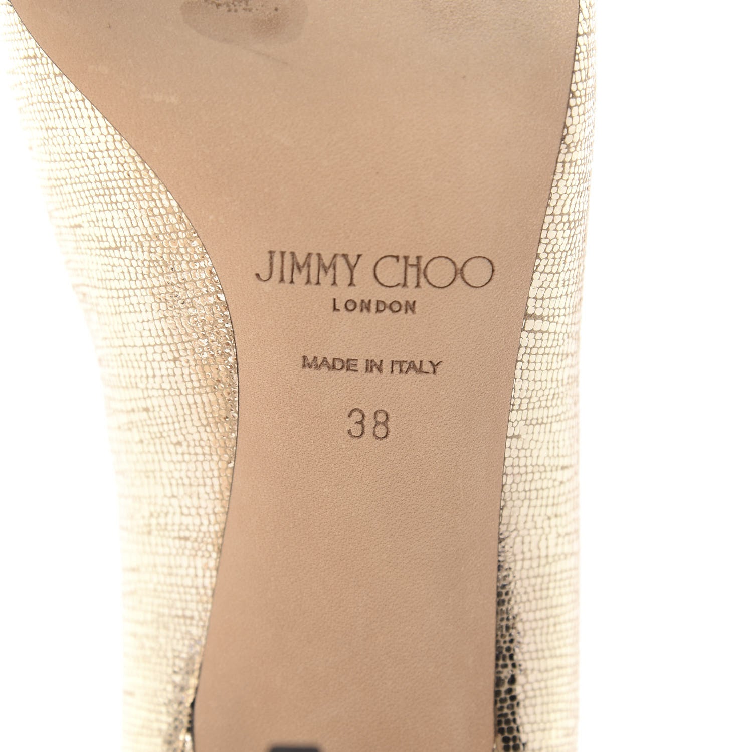 Jimmy Choo Metallic Lizard Embossed Calfskin Love 85 Pump 38 Light Gold 8 of 11