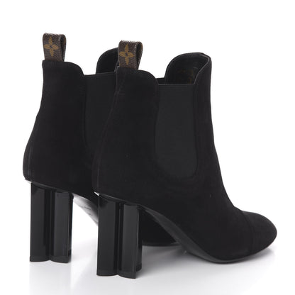 Louis Vuitton Suede Monogram Uniformes Cap Toe Chelsea 80mm Ankle Boots 36 Black 4 of 6