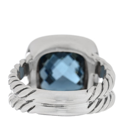 David Yurman Sterling Silver Diamond Hampton Blue Topaz 11mm Albion Ring 54 7 3 of 4