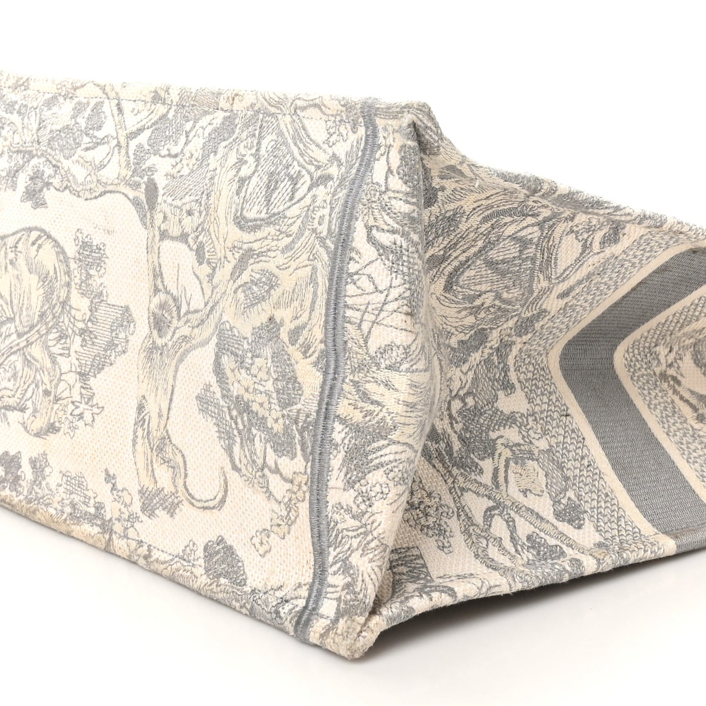Canvas Embroidered Large Dioriviera Toile De Jouy Book Tote Gray