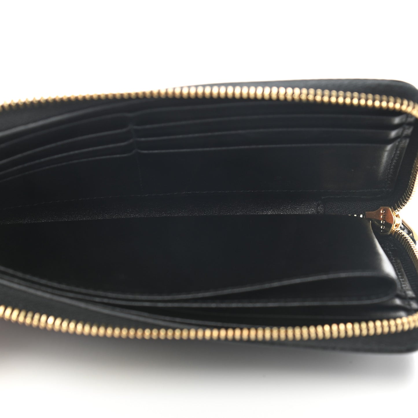 Calfskin Logo Zip Around Wallet Black