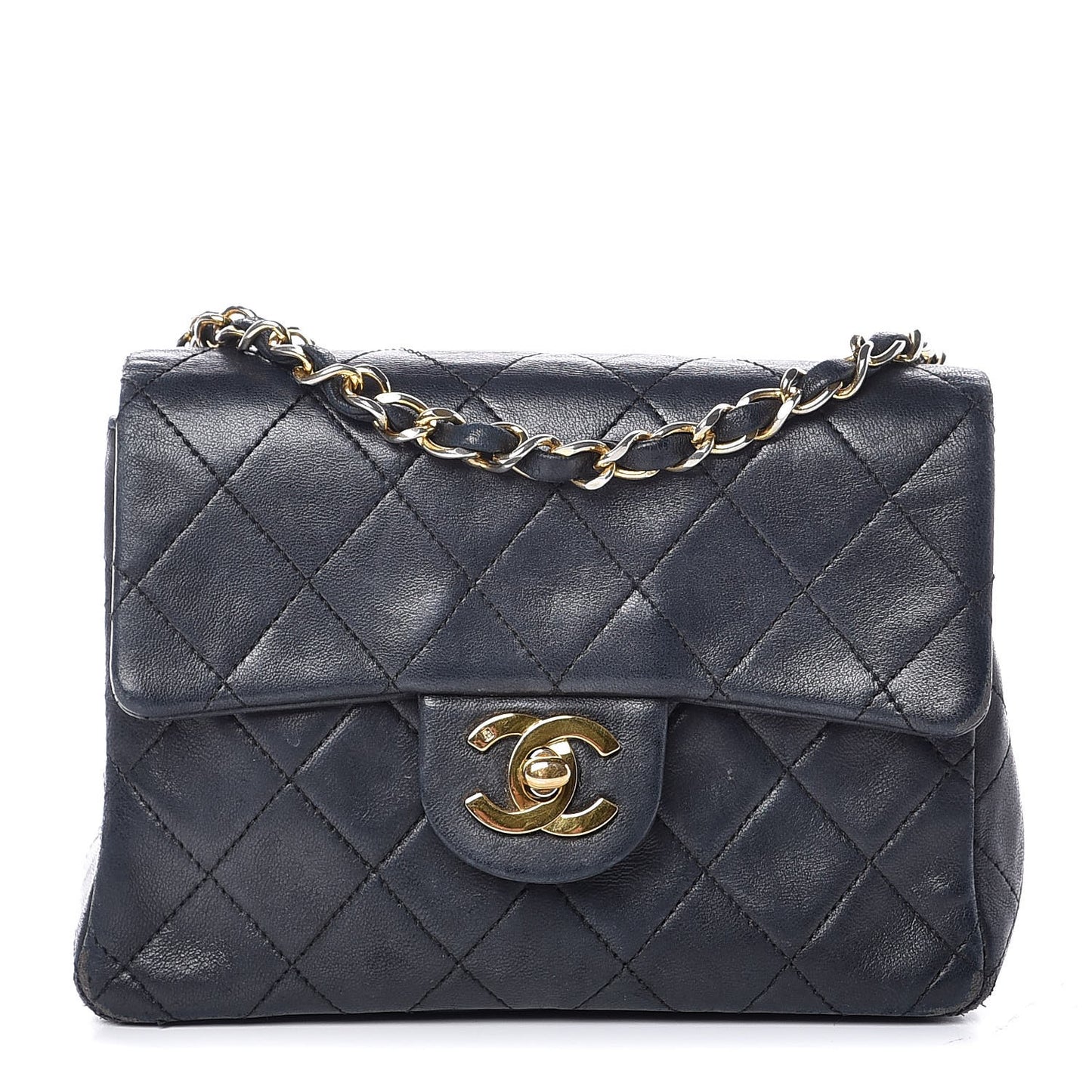 Lambskin Quilted Mini Square Flap Black