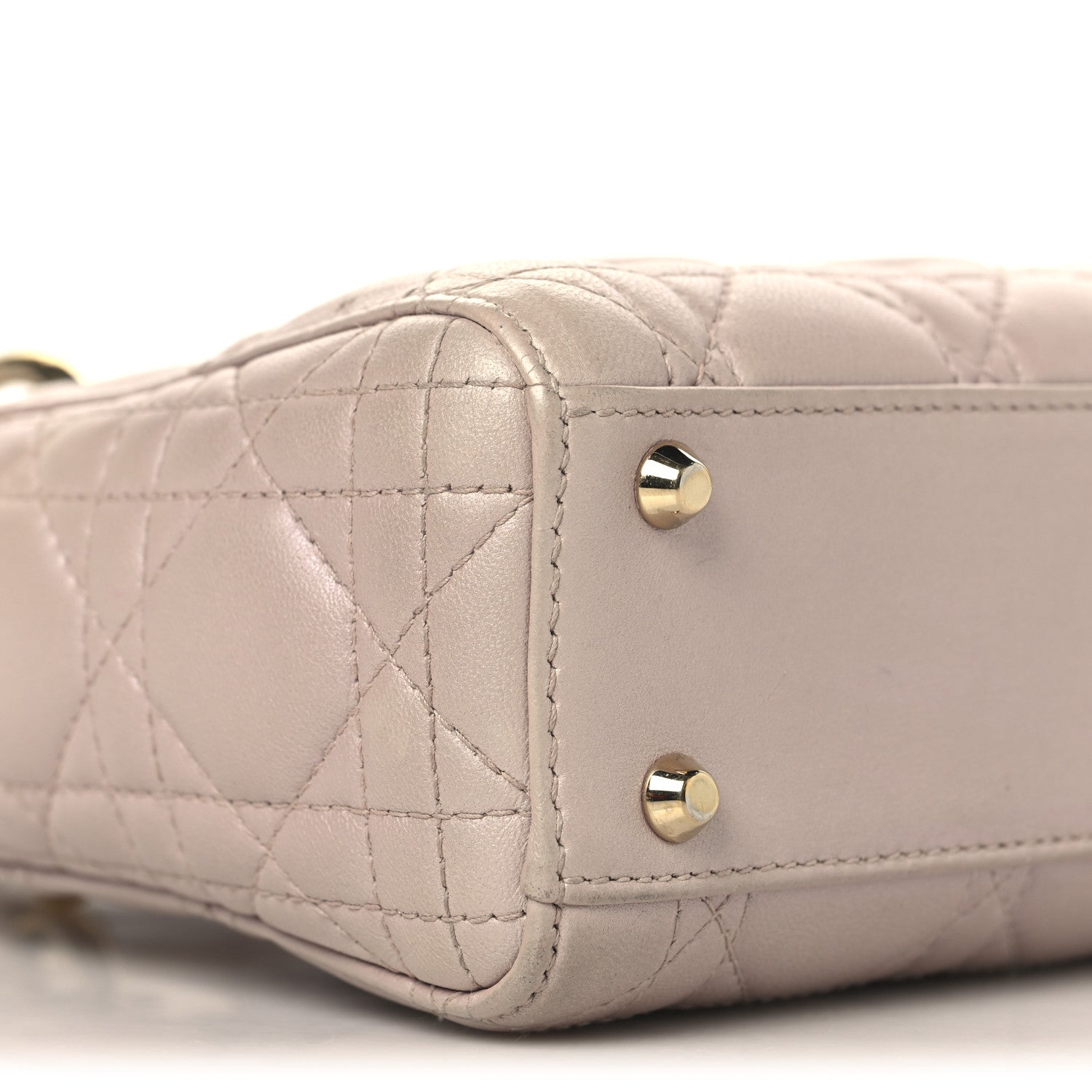 Christian Dior Metallic Lambskin Cannage Mini Lady Dior Lotus 9 of 12