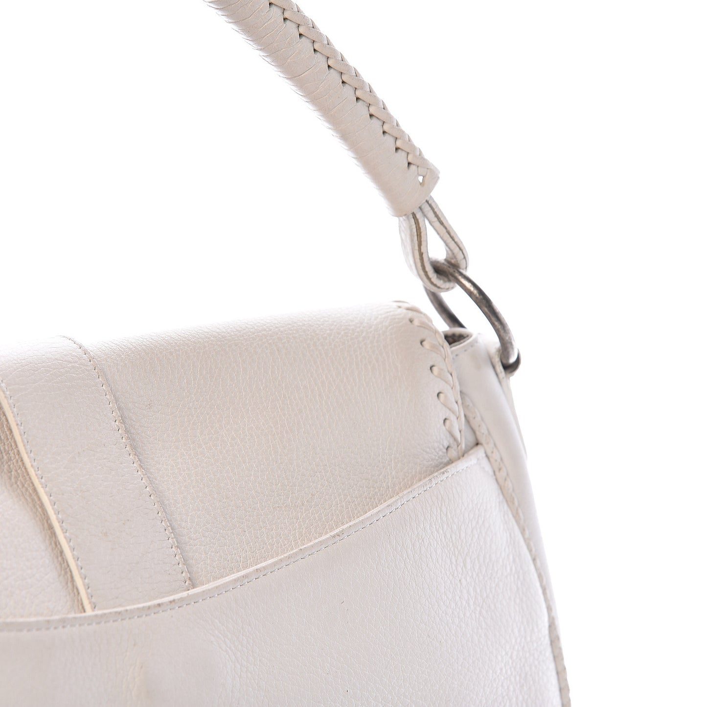 Calfskin Whipstitch Gaucho Double Saddle Bag White