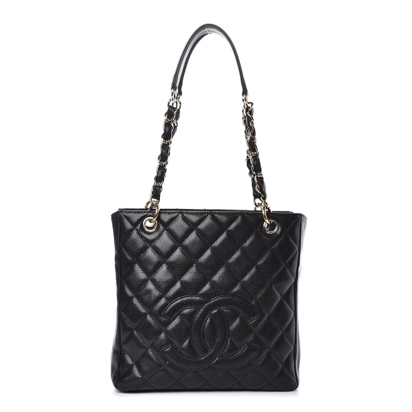 Caviar Quilted Petit Shopping Tote PST Black