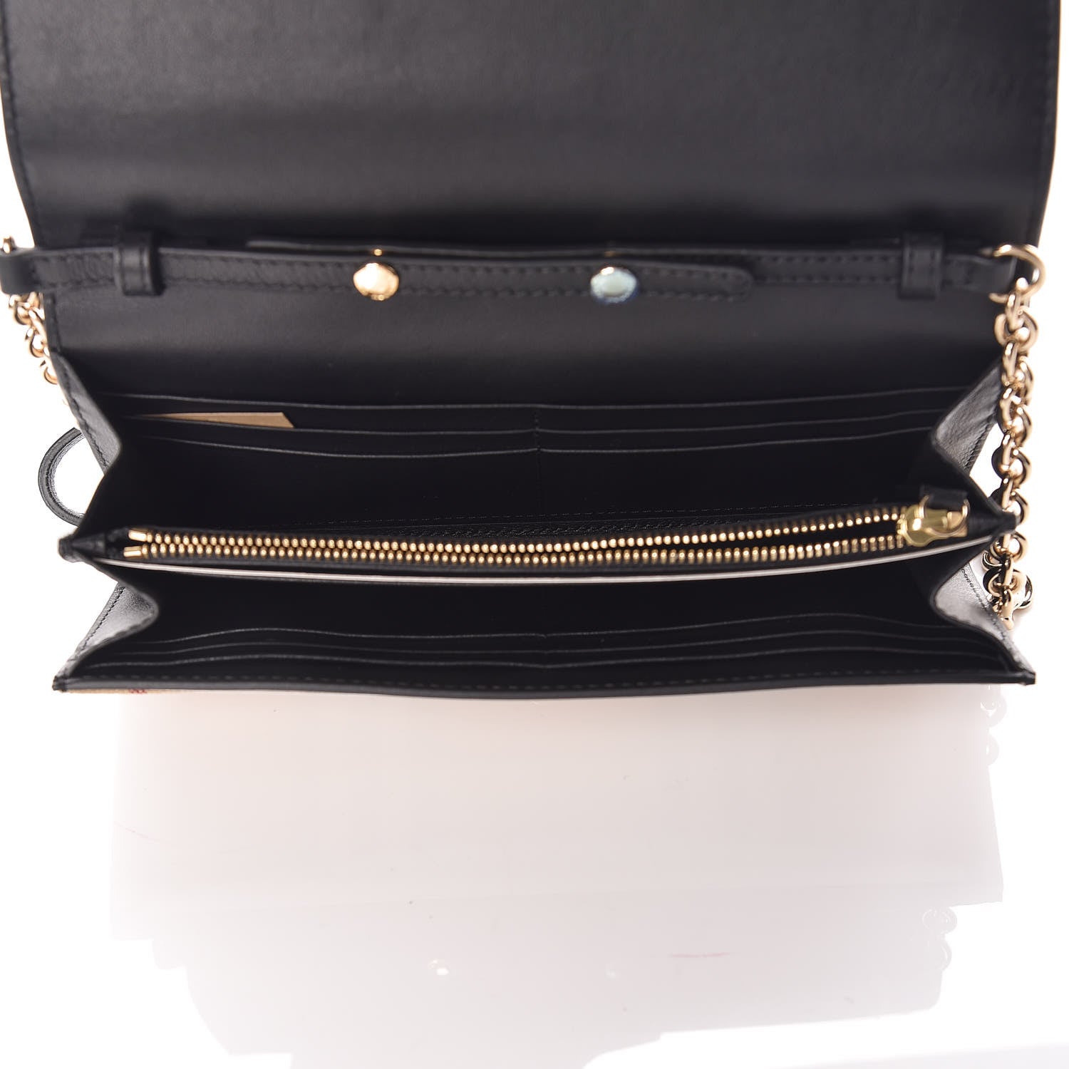 Burberry Calfskin Horseferry Check Henley Wallet On Chain Black 5 of 9
