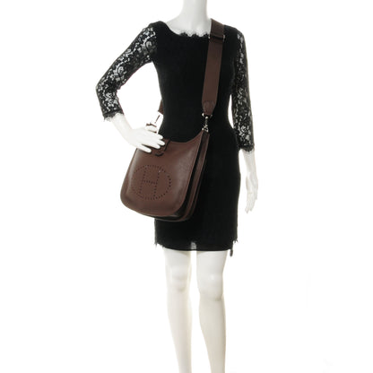 Hermes Taurillon Clemence Evelyne III PM Chocolate 2 of 8