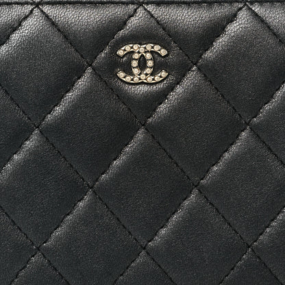 Chanel Lambskin Zip Around Large Gusset Wallet With Pearl Chain Black 9 of 10