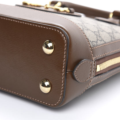 Gucci GG Supreme Monogram Azalea Calfskin Small Horsebit 1955 Top Handle Bag Beige Ebony Brown Sugar 10 of 11