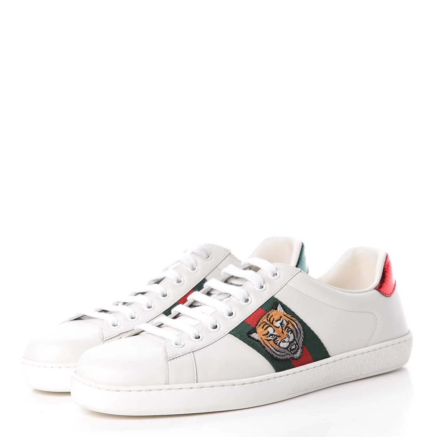 Calfskin Ayers Web Tiger Embroidered Mens Ace Sneakers 9.5 White Green Red