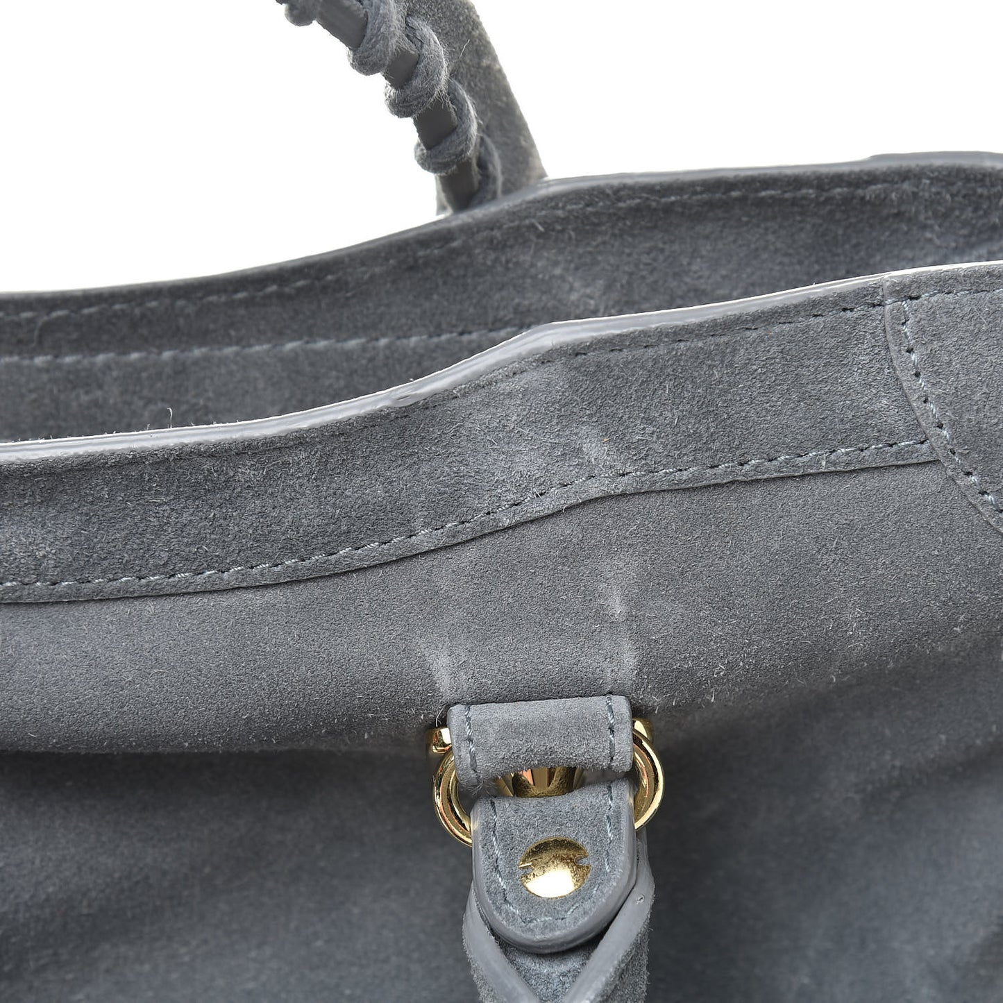 Baby Daim Suede Gold Metallic Edge Hardware City Gris Plomb