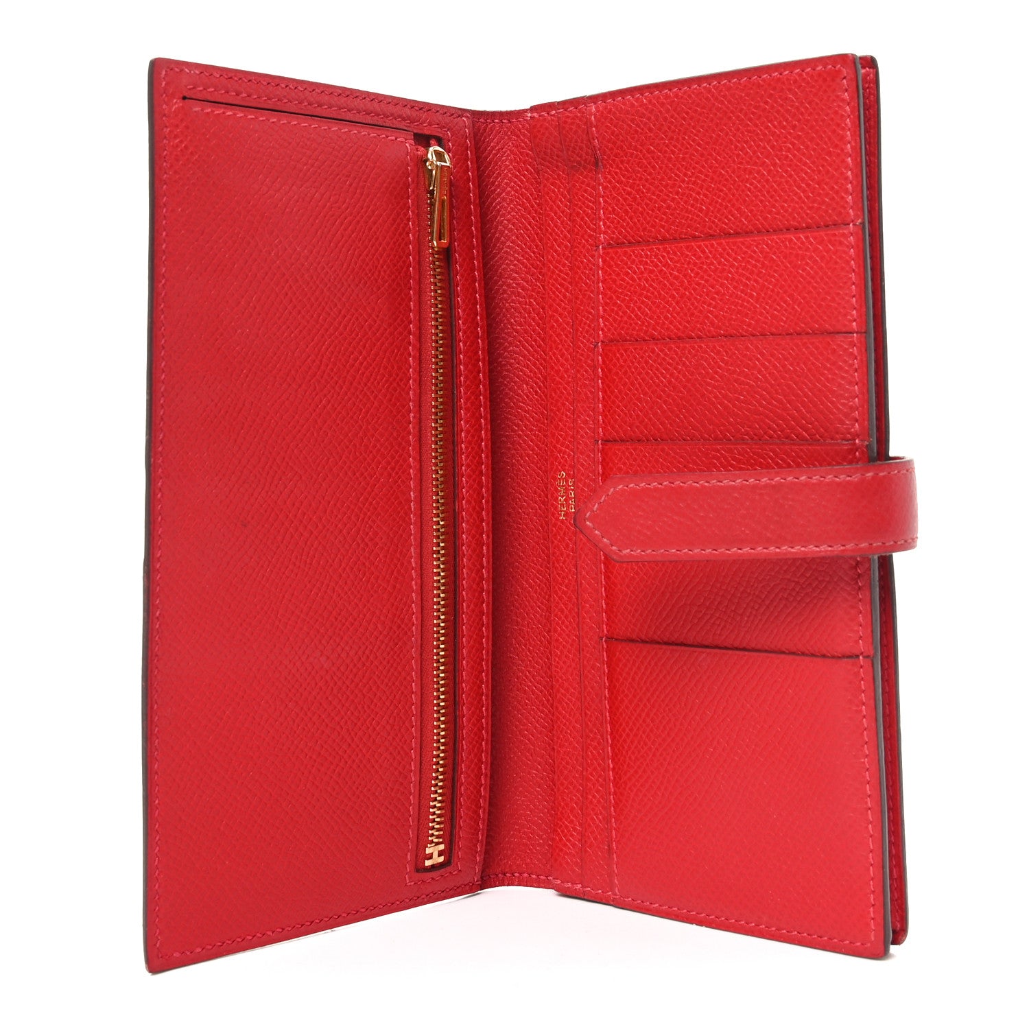 Hermes Epsom Bearn Gusset Wallet Rouge Casaque 5 of 6